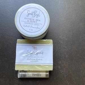Natural, Handmade Lotion, Soap and Lip Balm, New (NWOT).  (7)